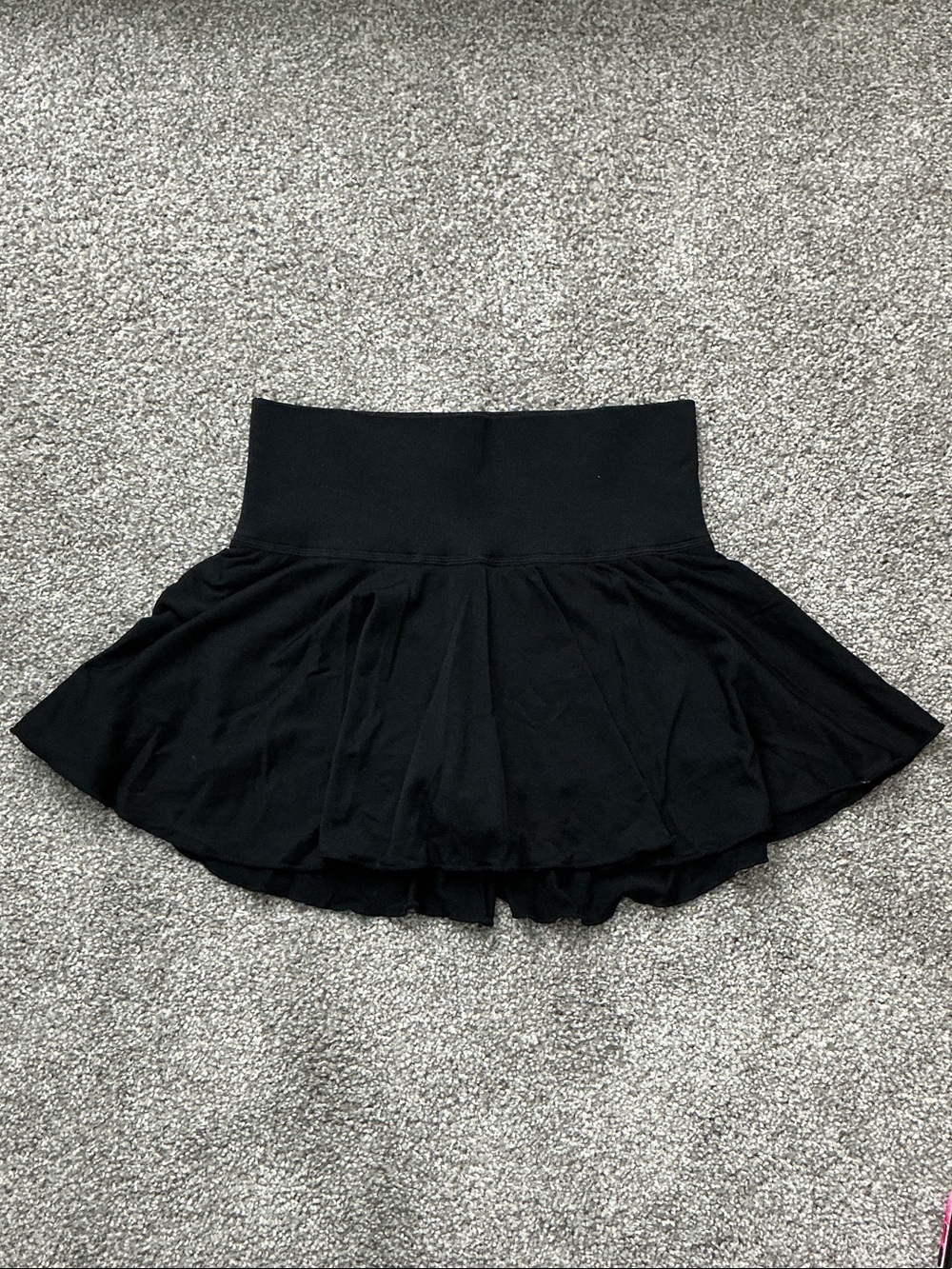 High-Waist Black Circle Skirt with Flared Hem and Built In Shorts